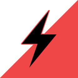 A lightning icon with a red background